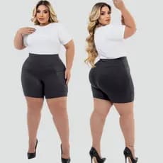 Bermuda Feminina Short Academia Fitness Meia Coxa Com Bolso Ziper Cintura Alta Tecido Grosso