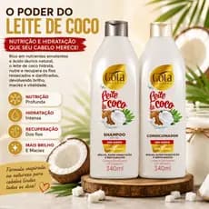 Kit Shampoo + Condicionador 340ml Uso Diário Leite de Coco Gota Dourada