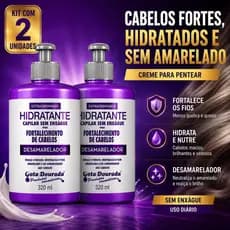 Kit 2un Creme Hidratante Desamarelador Gota Dourada Sem Enxágue