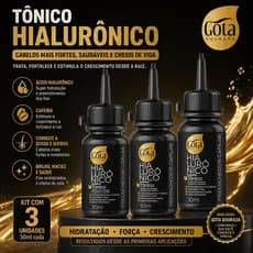 Kit 3 Tônicos Hialurônico Gota Dourada 30ml Preenchimento Capilar