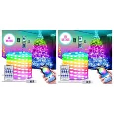 kit Fita Led Cordão Pisca Pisca 30 Metros +5 metros RGB Bluetooth Com Controle Remoto E Aplicativo A Prova D'Água