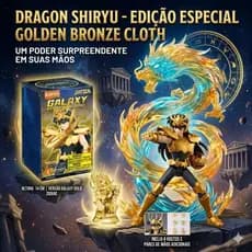 Boneco Dragon Shiryu Saint Seiya Blokees Gold Especial - Cavaleiro de Bronze (Versão Dourada)