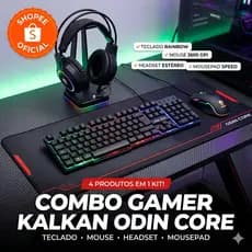 Combo Gamer Kalkan Odin Core 4-em-1 Mouse, Teclado, Headset e Mousepad