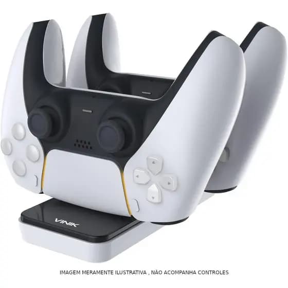 Base Carregador Duplo para Controle PS5 - Carregamento Rápido e Design Compacto