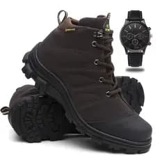 Coturno Masculino Adventure Bota Trilha + Relógio De Ponteiro