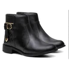 Bota Feminina Botinha Cano Baixo Country  Confortável Com Zíper