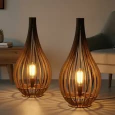 Kit 2 Abajures Grande de Chão em MDF Luminária Decorativa