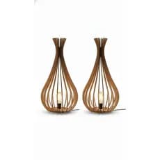 Kit 2 Abajures Luminária De Chão Abajur MDF Gota Decorativo Grande Sala Luxo 60 cm