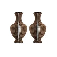 Kit 2 Vasos Decorativo Estilo Indiano em MDF Cru 40cm de altura