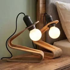 Kit 2 Abajures de Mesa Curvado Luminária em MDF Sala Quarto Escritório Sala de Estar