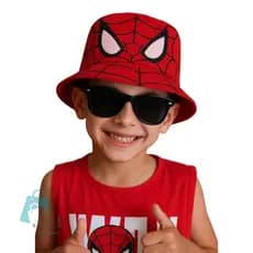 Bucket Infantil Homem Aranha Chapéu de Praia com Óculos De Sol