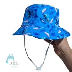 Bucket Infantil Stitch Chapéu de Praia Personagem com Corda