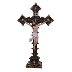 Crucifixo Completo de Resina 28cm Detalhado Decoração Mesa