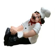 Suporte Para Garrafa Cozinheiro Sentado Decoração Resina