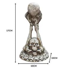 Castiçal Crânio Segurando Crânio Suporte Para Vela Tema Terror Caveira