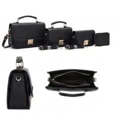 Kit 4 Bolsas Femininas Completo Elegante Couro Sintético Premium