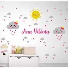 Adesivo de parede infantil chuva de amor - corações
