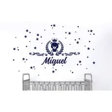 Adesivo de parede ursinho urso provençal, coroa, ramo, estrelas, menino, menina quarto decoração