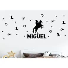 Adesivo de parede Cowboy Cavalo ferradura Bota quarto menino