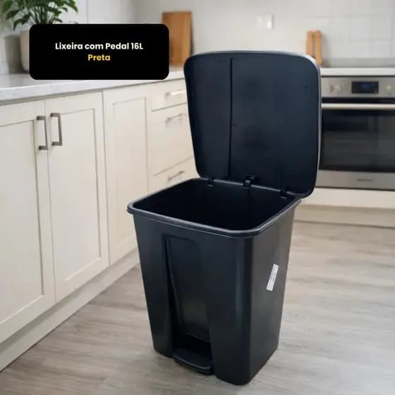 Lixeira com Pedal 16L - Preta