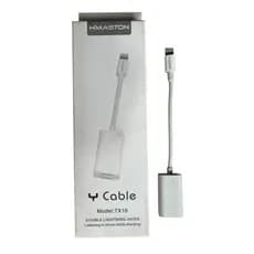 Cabo Adaptador Compatível Com Iphone e Ipad IOS Com Portas Duplas P/ Conexão do Carregador e Fone de Ouvido 2 em 1 TX16