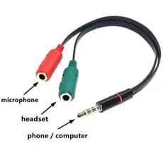 Cabo De Áudio Adaptador 01 P3 Macho Para 02 P2 Fêmea Microfone Fone Celular Notebook Tablet
