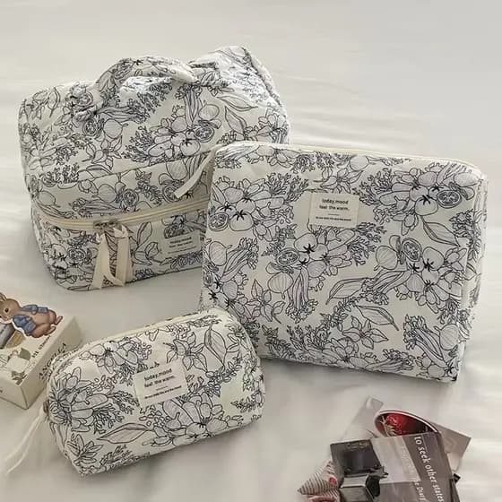 Necessaire Vintage Estampada – Estilo Pinterest, Grande e Charmosa