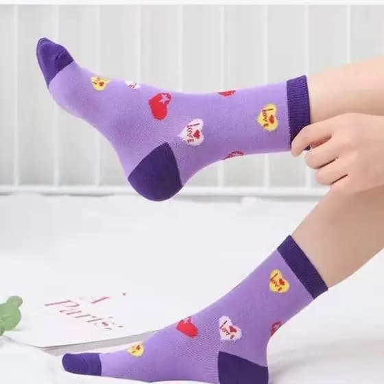 Kit Meias Femininas Cano Alto com Estampadas 3, 6 ou 12 Pares Cores Sortidas Uso Diário