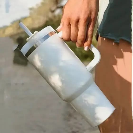 Garrafa Térmica Vácuo 1200ml com Canudo, Aço Inoxidável - Alta Capacidade