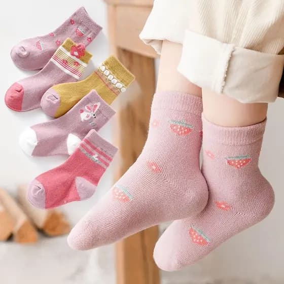 Kit 6 ou 12 Pares de Meias Infantil Feminina com Estampada Meia Menina 0-10 ANOS