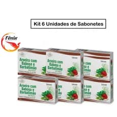 Kit 6 Sabonetes Aroeira Babosa Barbatimão em Barra 90g - Hidratação Calmante Regeneração - Natural
