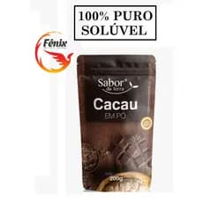 Chocolate Cacau 100% Puro 200g – Em Pó Solúvel Zero Adição De Açúcares Sem Glúten - Sabor da Terra