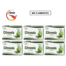 Kit 6 Sabonetes Anti-Séptico Citronela 90g Lianda Natural -Uso Corporal e Proteção contra Insetos