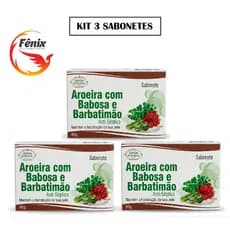 Kit 3 Sabonetes Aroeira Babosa Barbatimão em Barra 90g - Hidratação Calmante Regeneração - Natural