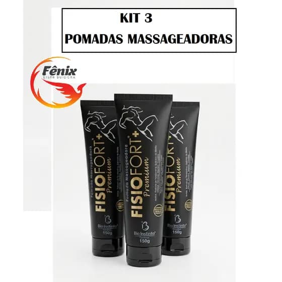 Kit 3 Pomadas Contém Arnica, Mentol, Metila, Mentol, Cânfora... Premium FisioFort -150g Cada Bisnaga