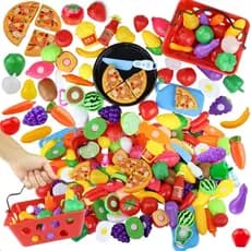 Brinquedo Educativo Kit Cozinha Infantil Com Frutas E Legumes 30 Peças de Corte para Crianças
