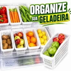Organizador Geladeira Gaveta Cesto Frutas Verduras Armário Cozinha Multiuso Grande