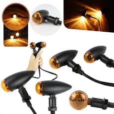 Pisca Moto Universal Preto Par 12V Luz Ambar Rosca 10mm Alta Visibilidade Custom