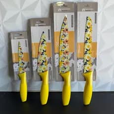 Faca decorada flores de inox amarela individual facas pão chefe cozinha legumes faca amarelo amarelas bonita flor grande
