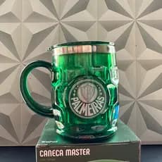 Caneca térmica personalizada palmeiras de inox com tampa verde de time para cerveja presente para namorado palmeira