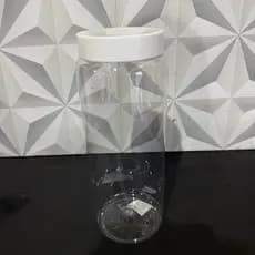 Pote de plástico organizador redondo liso com tampa de rosa branca 2 litros para mantimentos comprido alto pote plastico