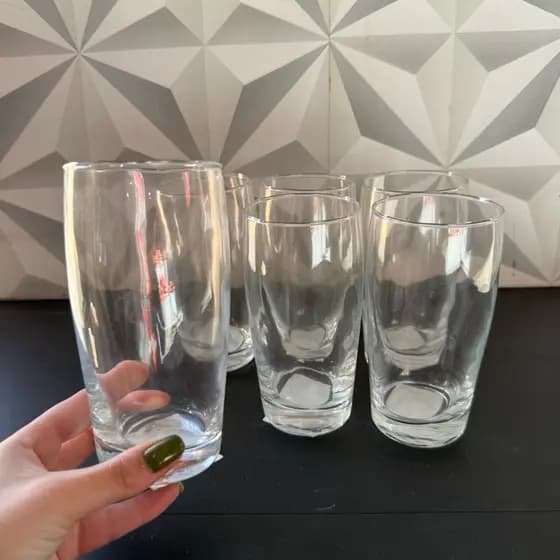 Kit copos de vidro com 6 peças grande 420ml liso transparente para cozinha jogo conjunto de copo quadrado Huis água