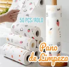 Rolo Pano Limpeza Reutilizável 50 Folhas Absorvente Multiuso Lavável Cozinha Prático Pano Preguiçoso