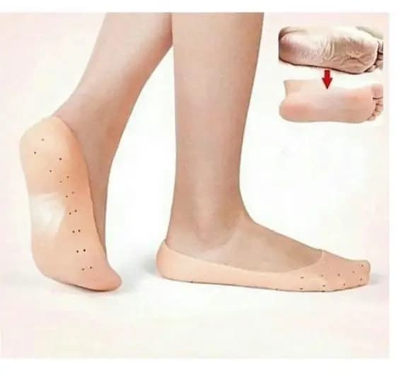 Meia Silicone Hidratante Pé Calcanhar Antiderrapante Aumento pes Protetor Silicone Pe Sapato Par de Meia Palmilha