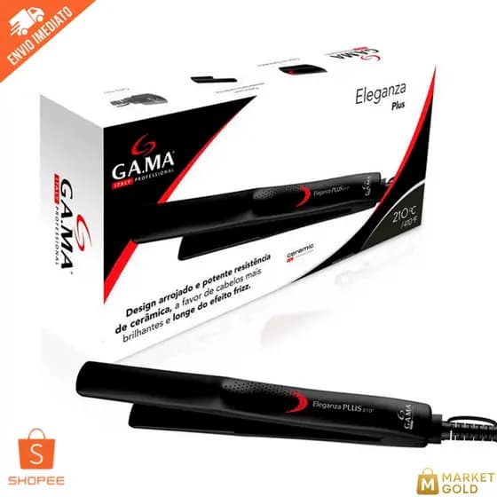 Prancha Gama Italy Eleganza Plus Bivolt 210°C Cerâmica Ion Profissional Anti Frizz Original Chapinha