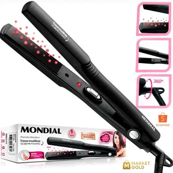 Prancha Mondial P-15 220°C Bivolt Cerâmica Tourmaline Chapinha - Pranchinha Alisa Rápido Sem Frizz