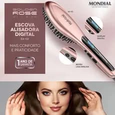 Escova Elétrica Alisadora Mondial Golden Rosê Bivolt EA-02 – Alisa, Modela e Reduz Frizz