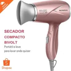 Secador de Cabelo Mondial Travel SC-47-GR 1200W Bivolt Golden Rose Portátil