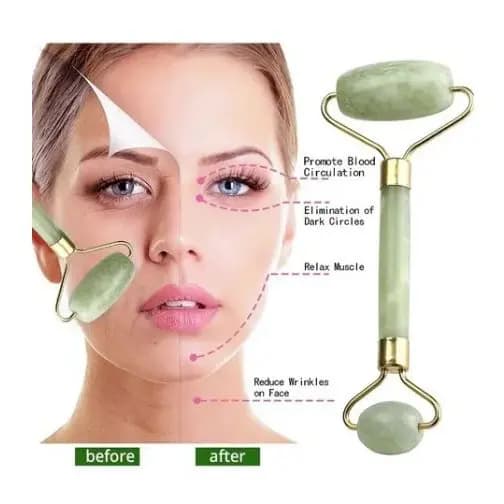 Rolo Massageador Facial Pedra Jade Anti Rugas Massoterapia