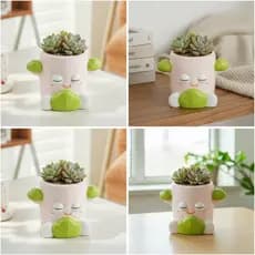 Plantador De Cerâmica Bonito Com Pés Vaso De Plantas Caprichoso Flores Decorativo Para Jardineiros , Mesa , Peitoril De